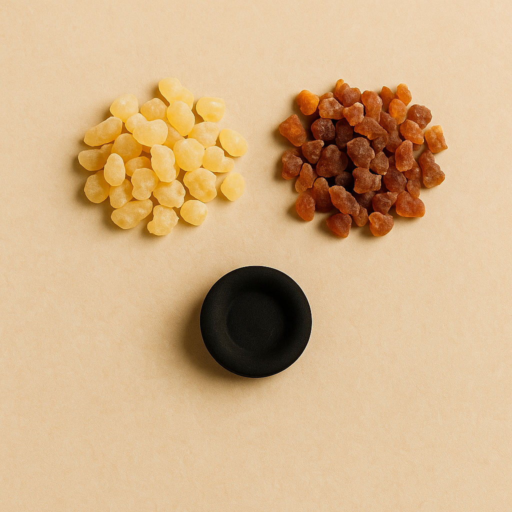 Frankincense resin + charcoal disc